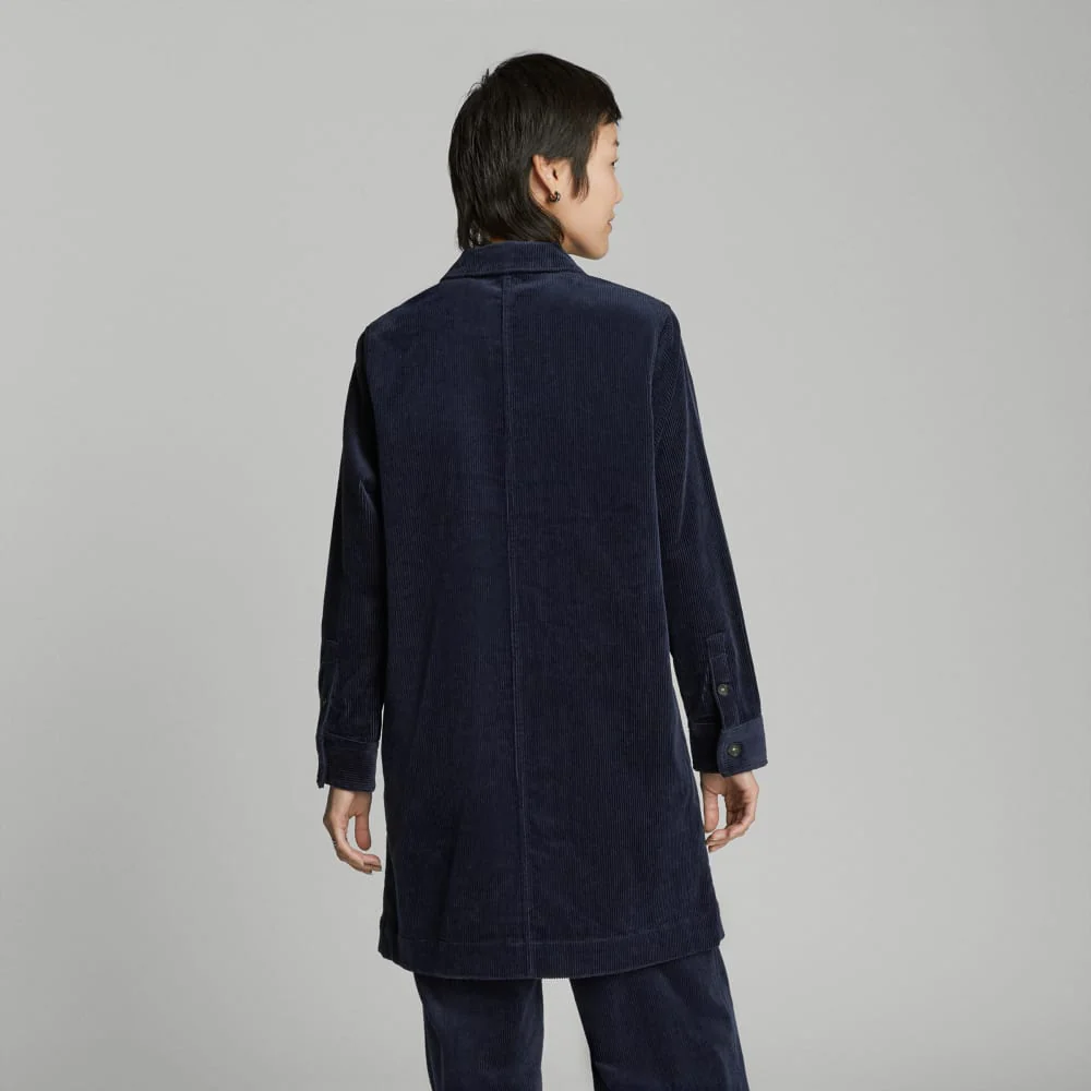 The Corduroy Long Shirt Jacket | Deep Navy