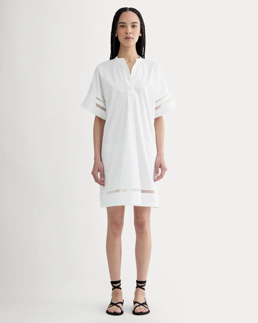 The Lace Trim Popover Dress | White