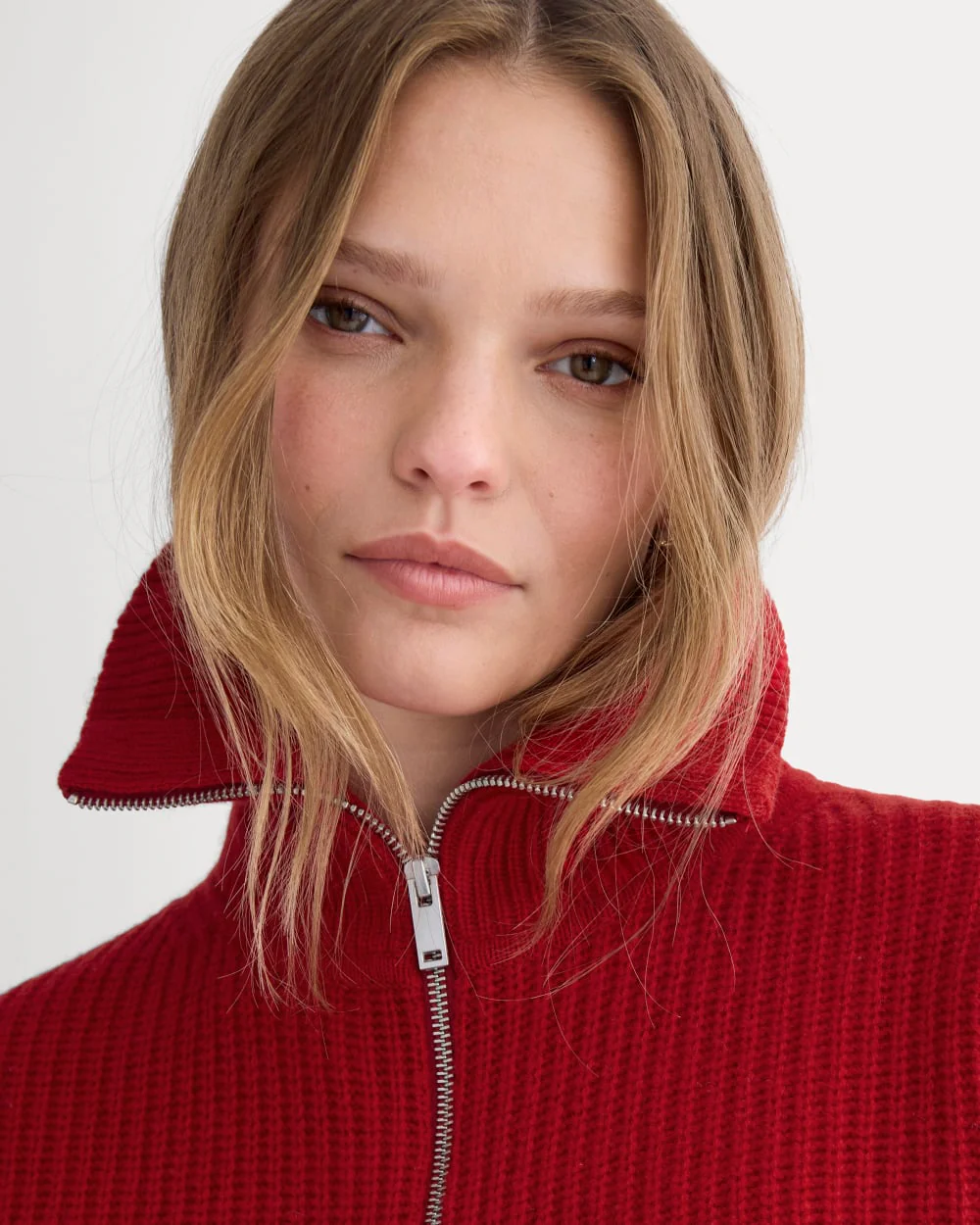 The Half-Zip Sweater in Luxe Merino | Berry Red
