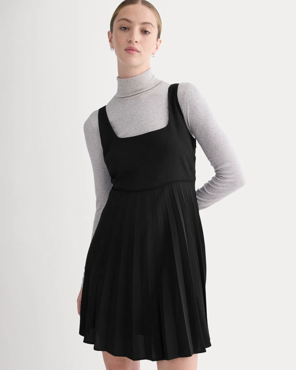 Drapey Crepe Mini Dress | Black