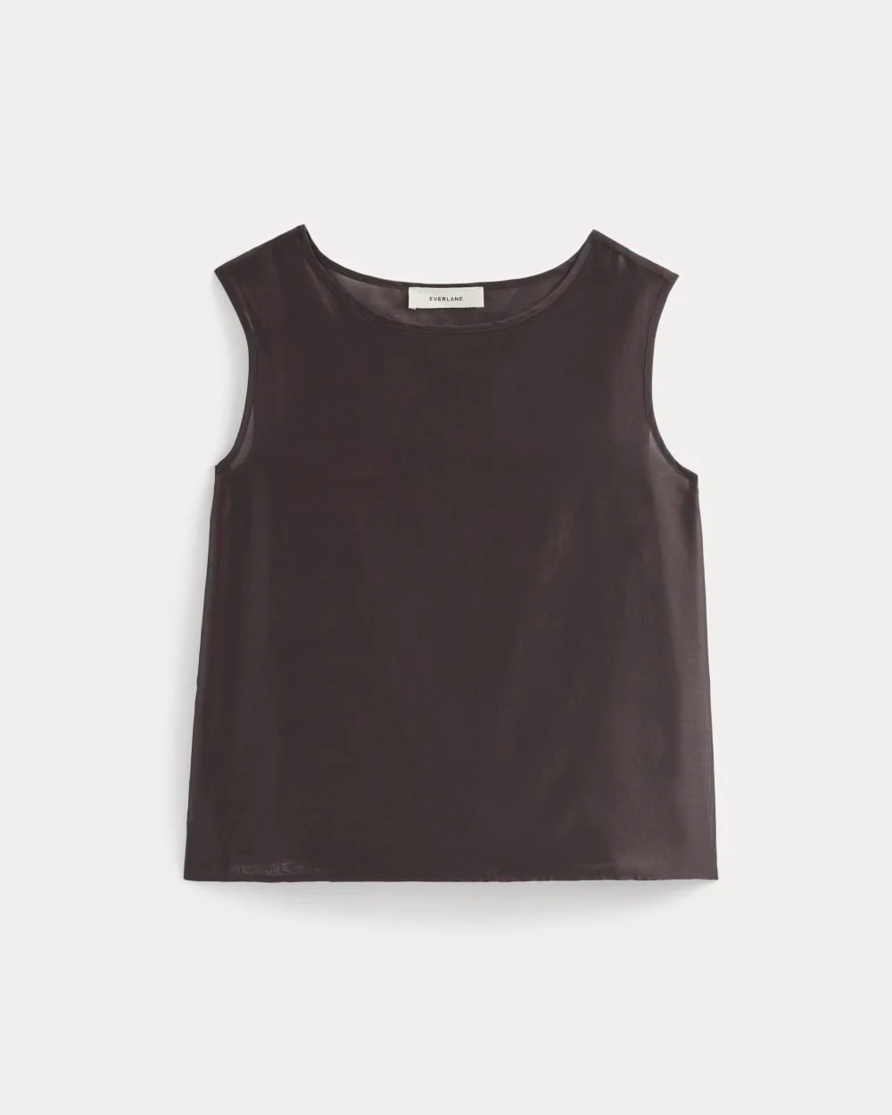Sleeveless Top in Cotton-Silk Organza | Dark Chocolate