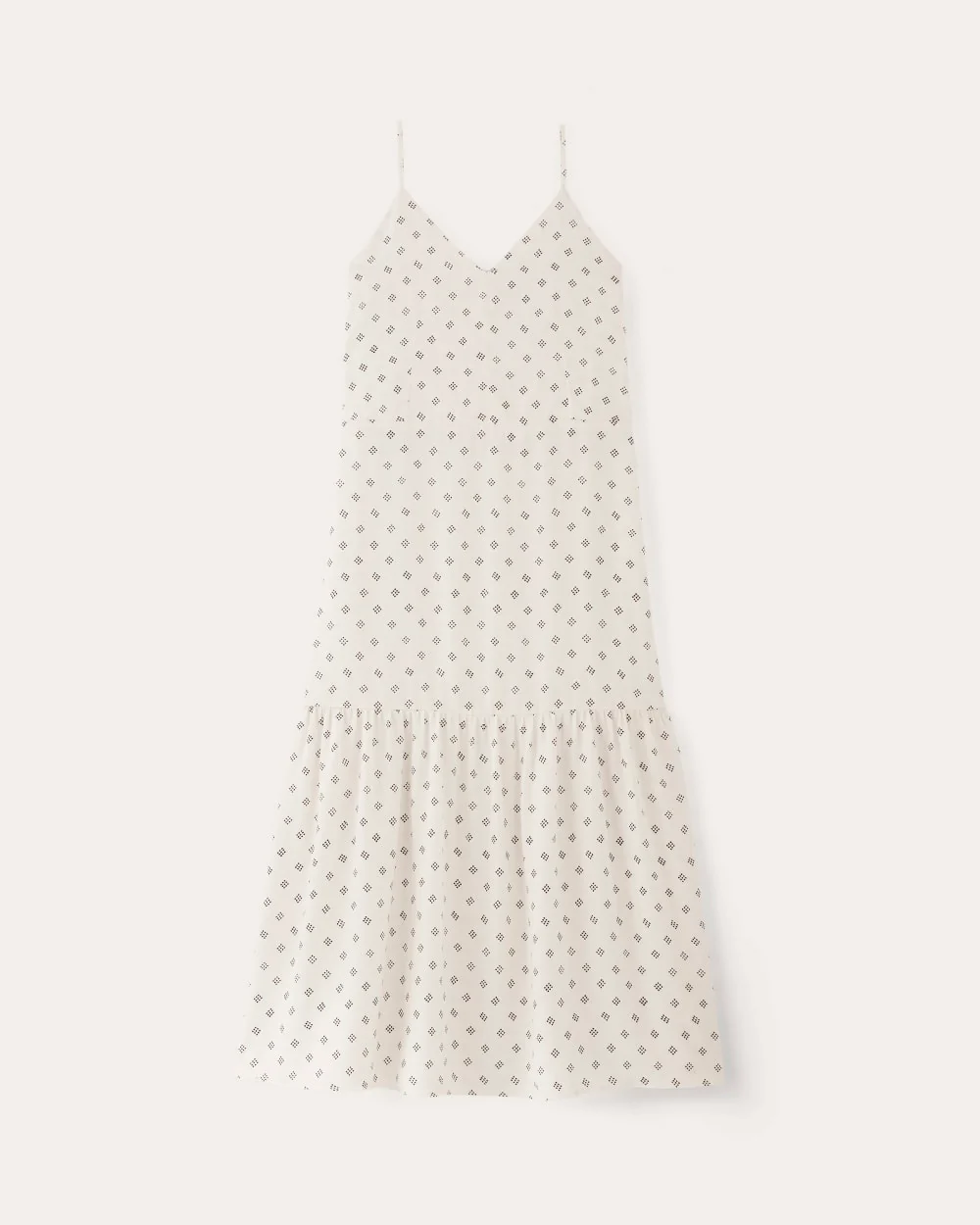 The Long Weekend Dress in Butterlite | Bone / Black Square Dot