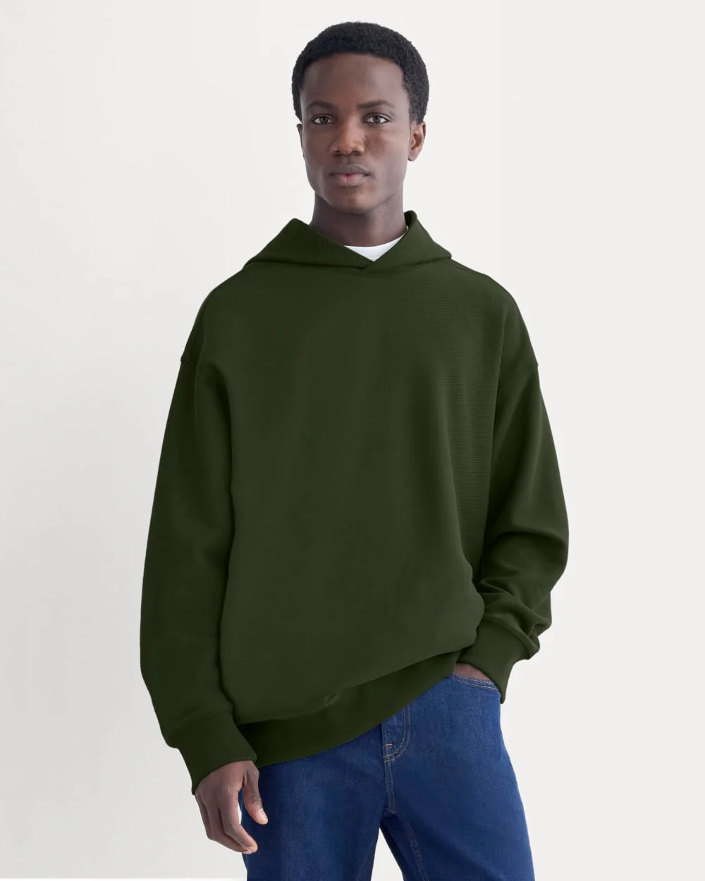 Twill Terry Jacquard Hoodie | Dark Forest