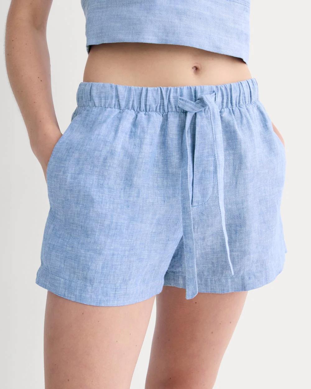 The Drawstring Boxer Short in Linen | Chambray