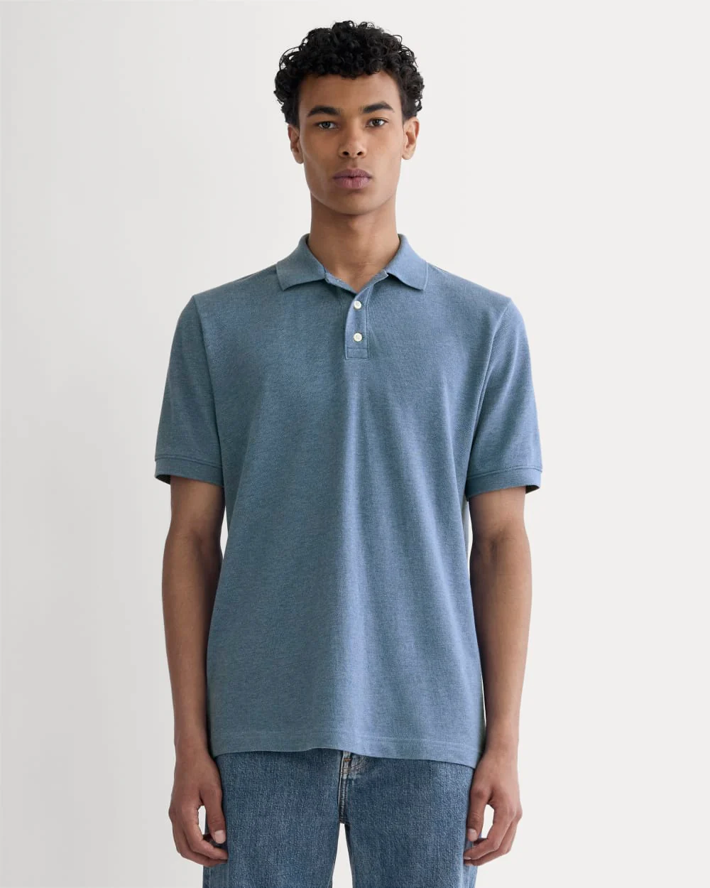 The Pique Polo | Heather Soft Cobalt
