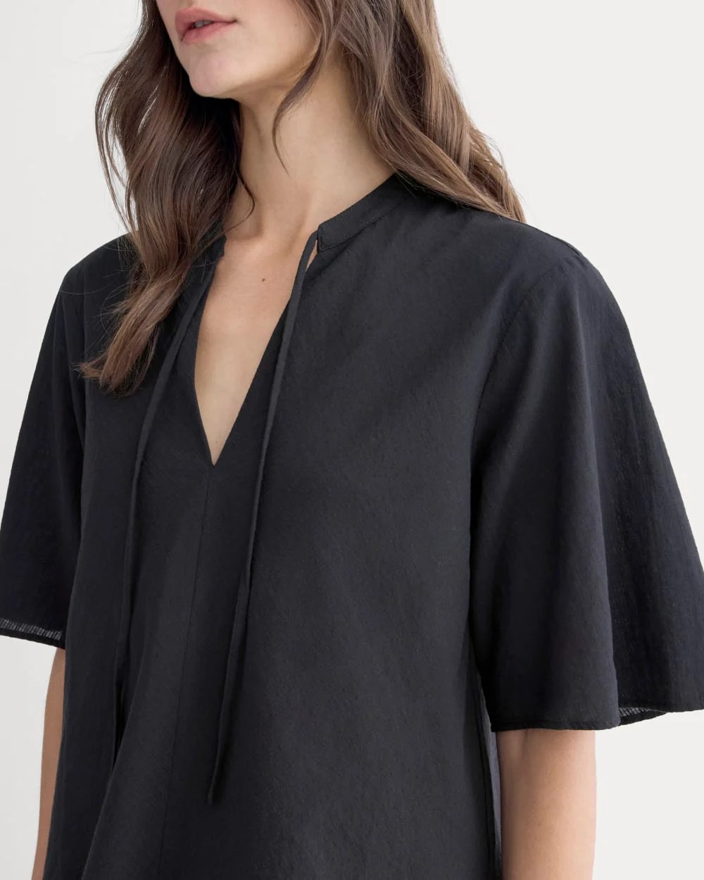 The Gauze Tie-Front Shirt | Black