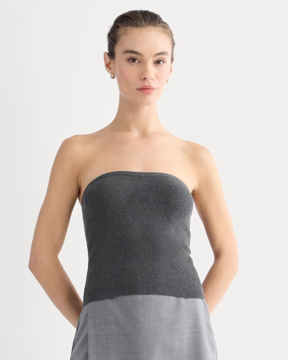Knit Tube Top | Heathered Soot