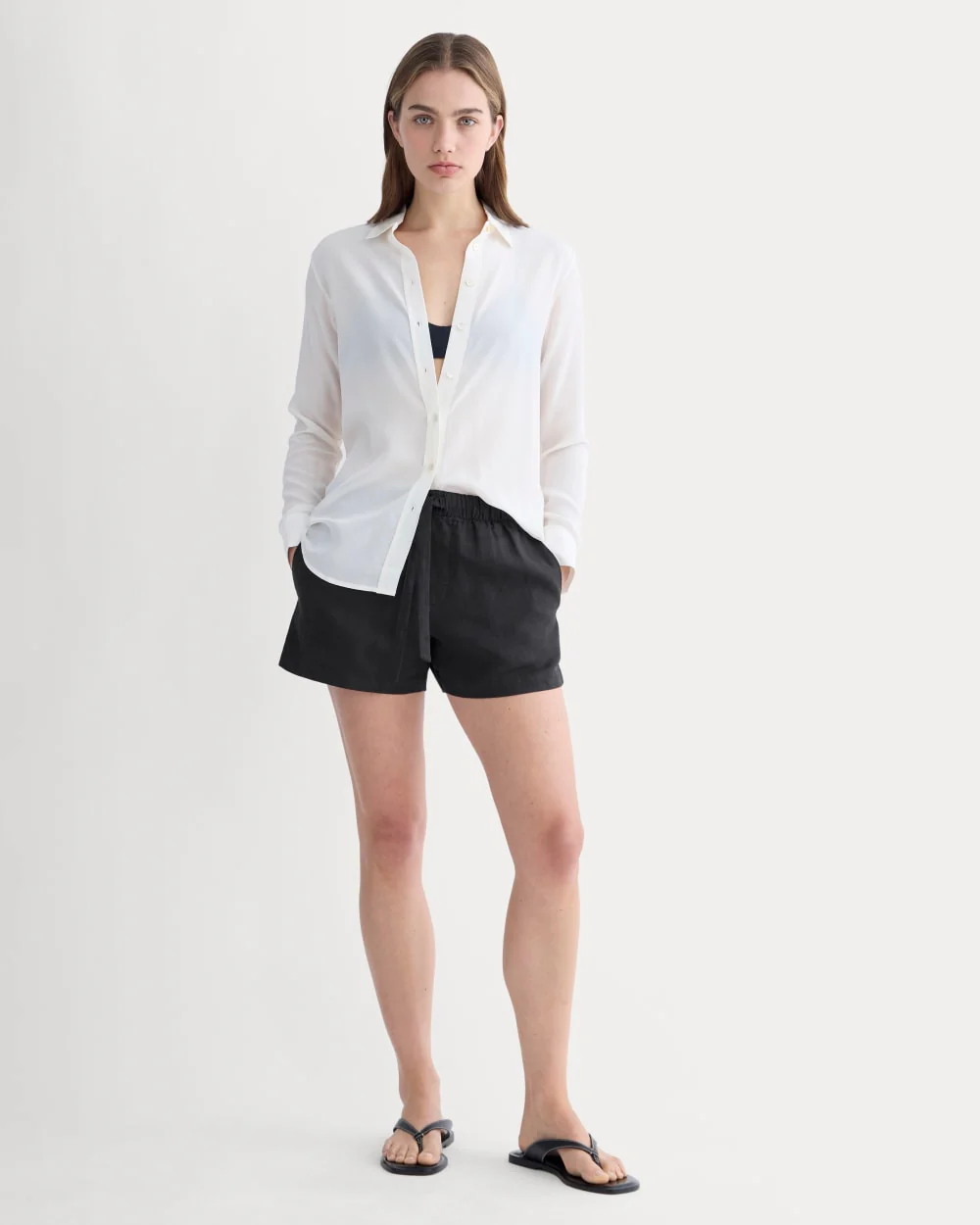 The Drawstring Boxer Short in Linen | Black