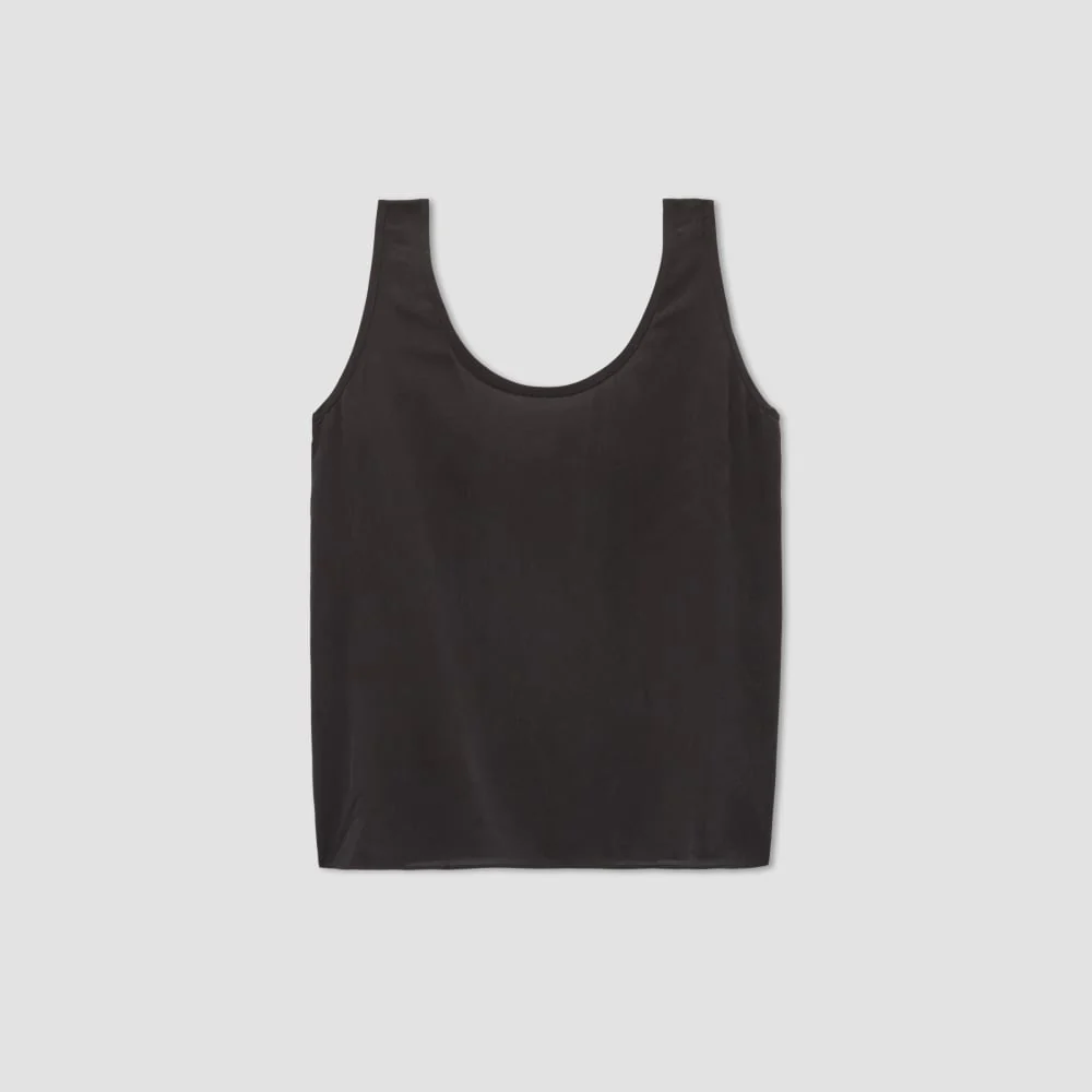 The Scoop Tank in Washable Silk | Black
