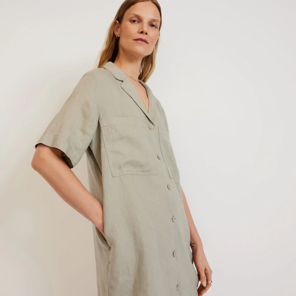The Linen Workwear Dress | Seagrass
