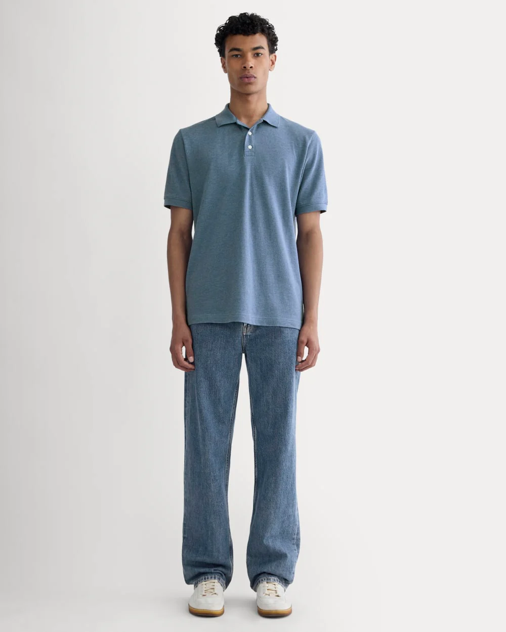 The Pique Polo | Heather Soft Cobalt