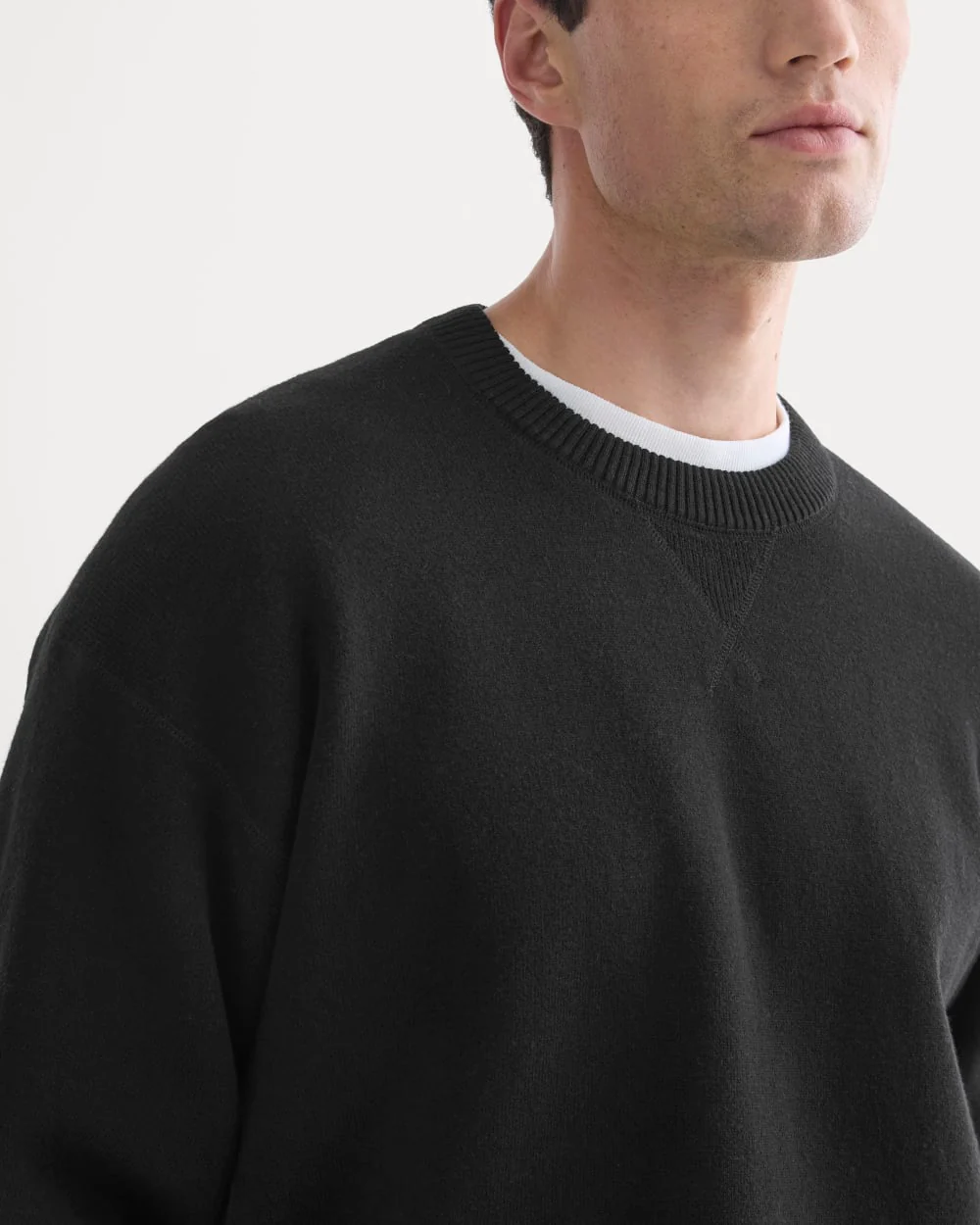 Luxe Merino Double-Knit Sweater |  Black