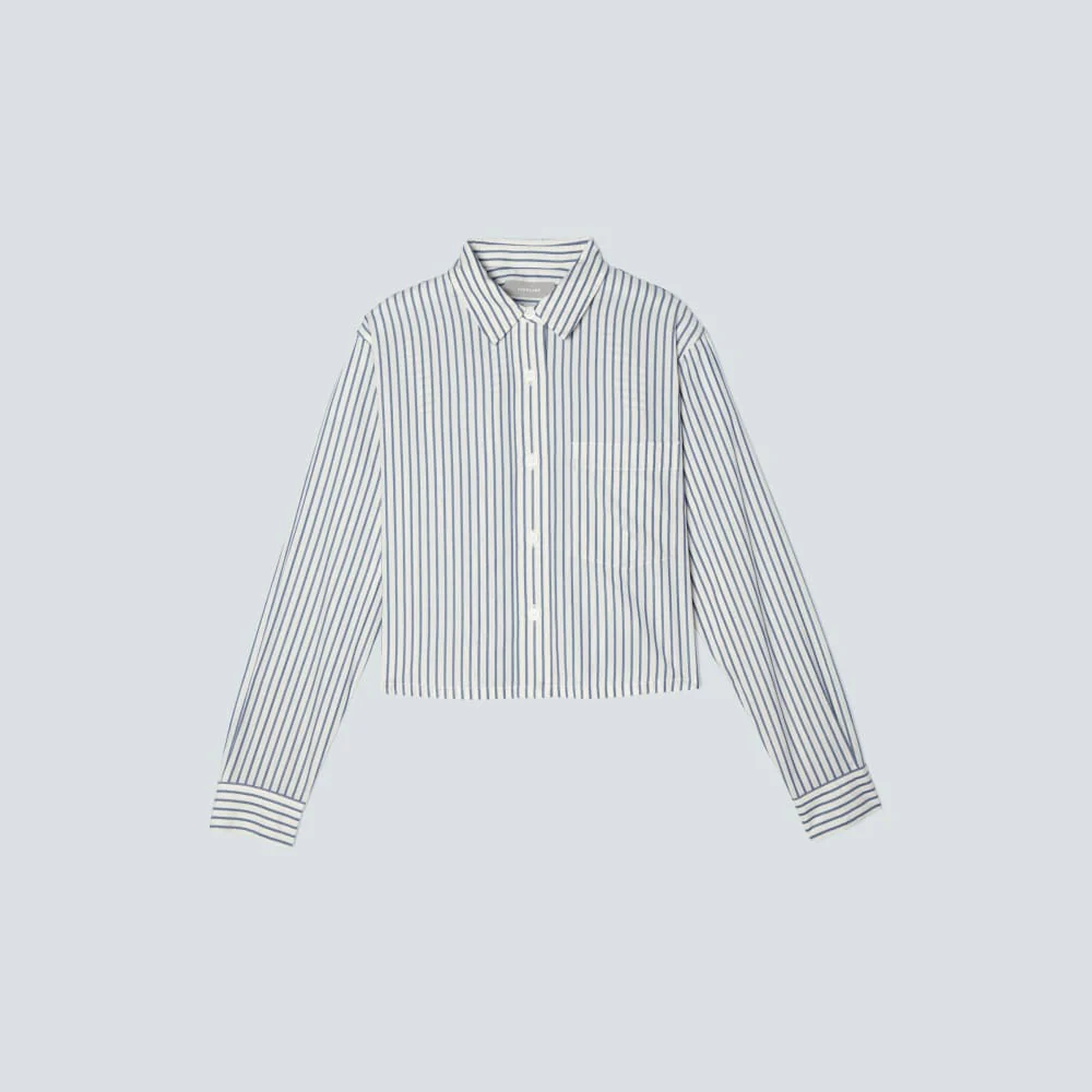 The Way-Short Shirt in Silky Cotton | Deep Blue / Canvas