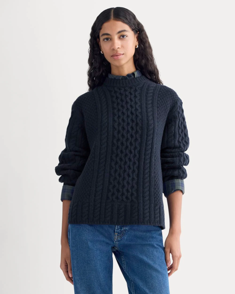 Cable Sweater in Luxe Merino | Navy