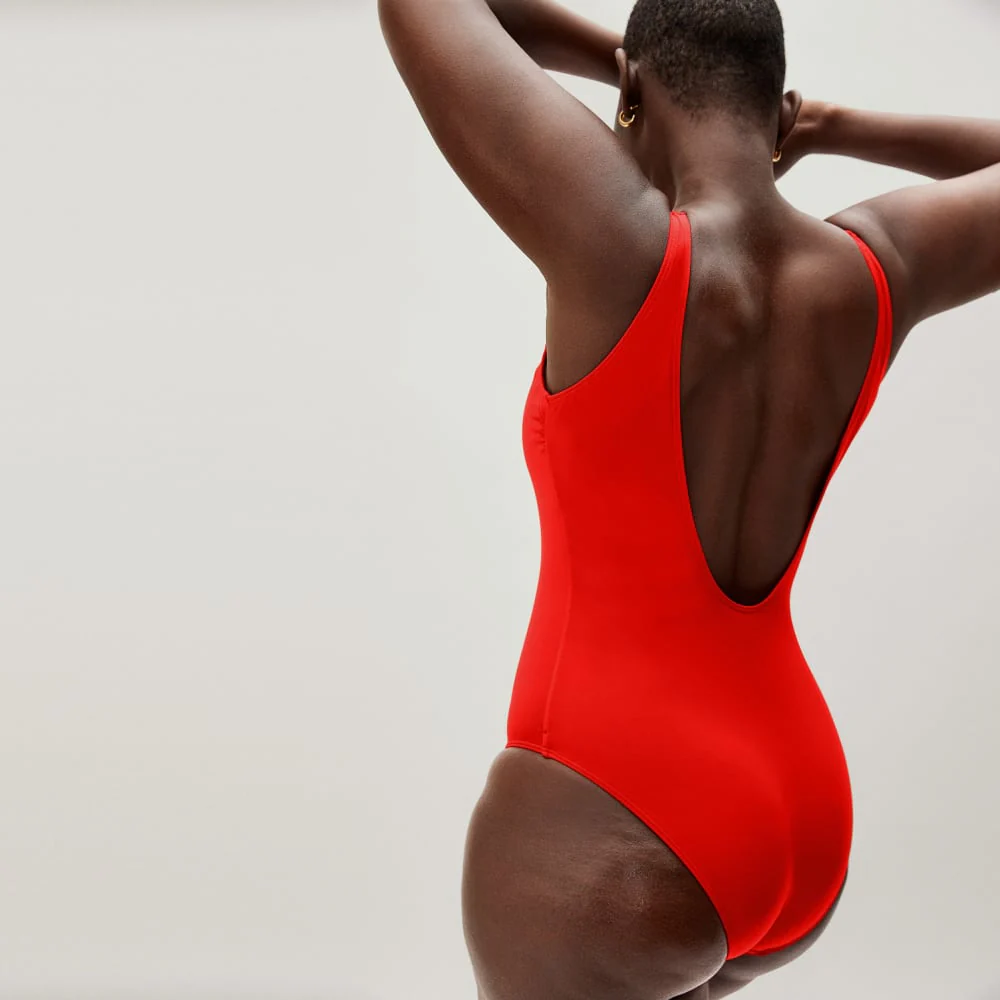 The Square-Neck One-Piece | Bright Red