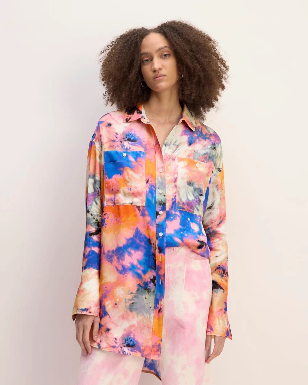 The Everlane x Marques' Almeida Satin Tie-Dye Shirt | Multi Tie-Dye