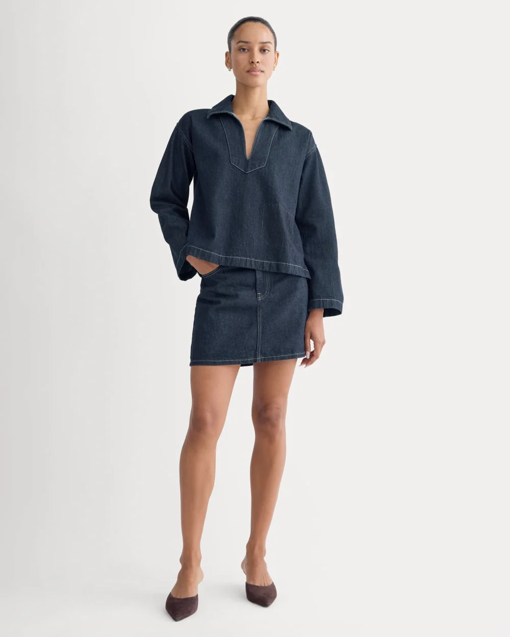 The Cropped Denim Tunic | Tungsten Rinse