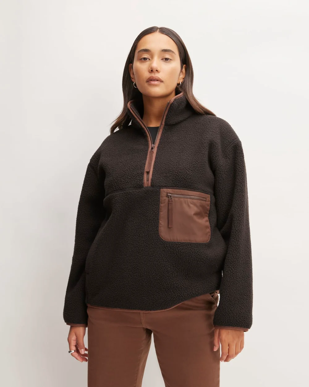 The ReNew Fleece Oversized Half-Zip | Black