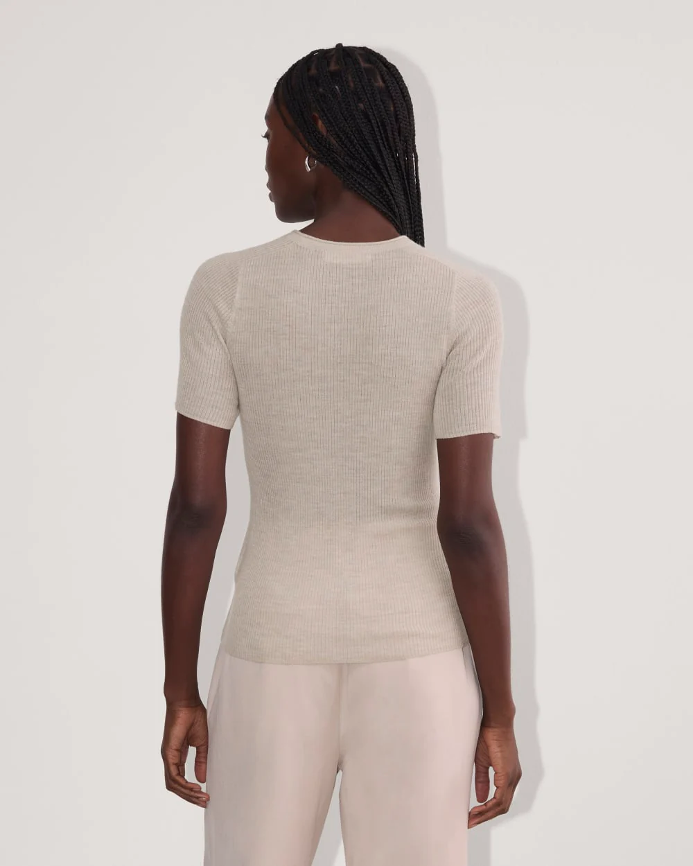 The Sweater Tee in Ultrasoft Merino | Heather Oatmeal