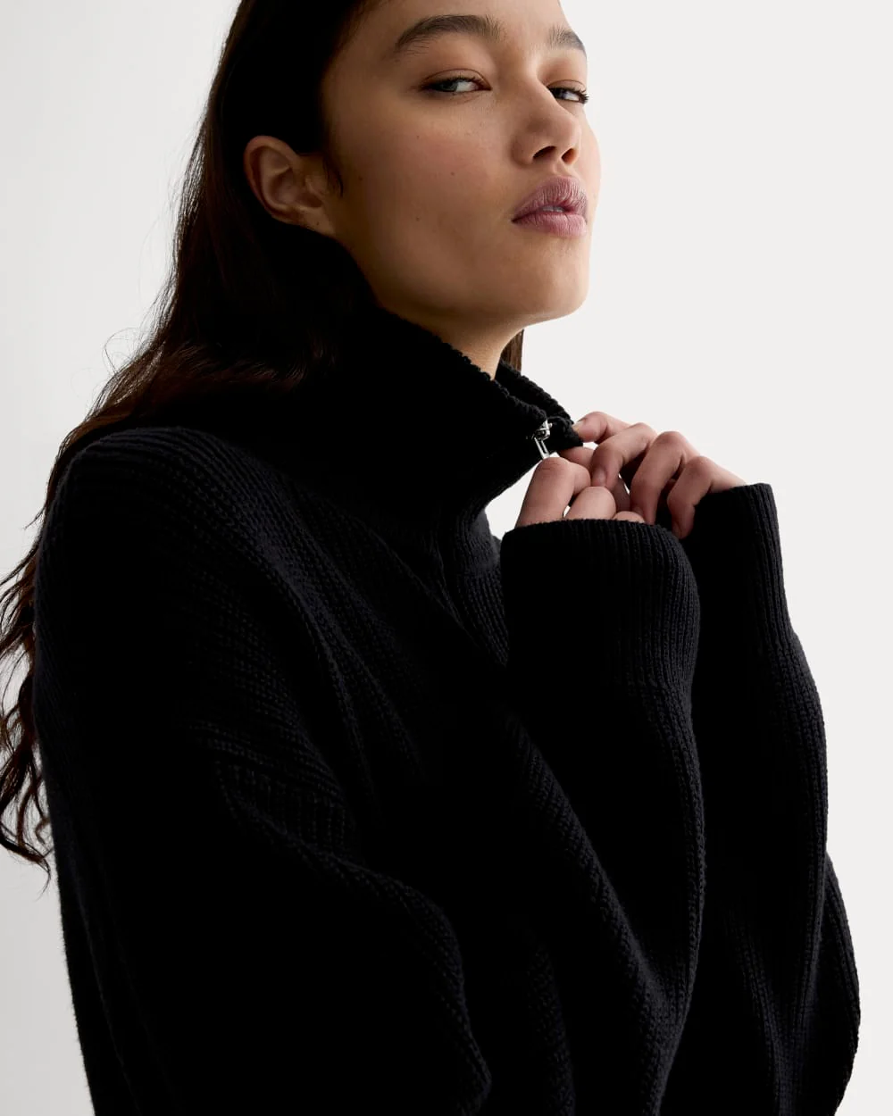 The Half-Zip in Everyday Cotton | Black