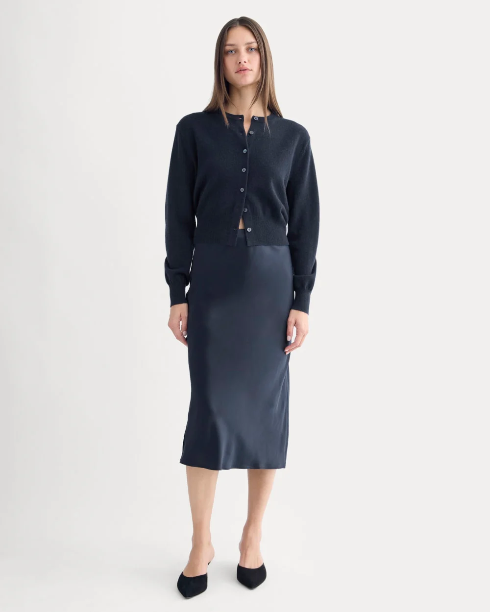 Slip Skirt in Silk Charmeuse | Navy