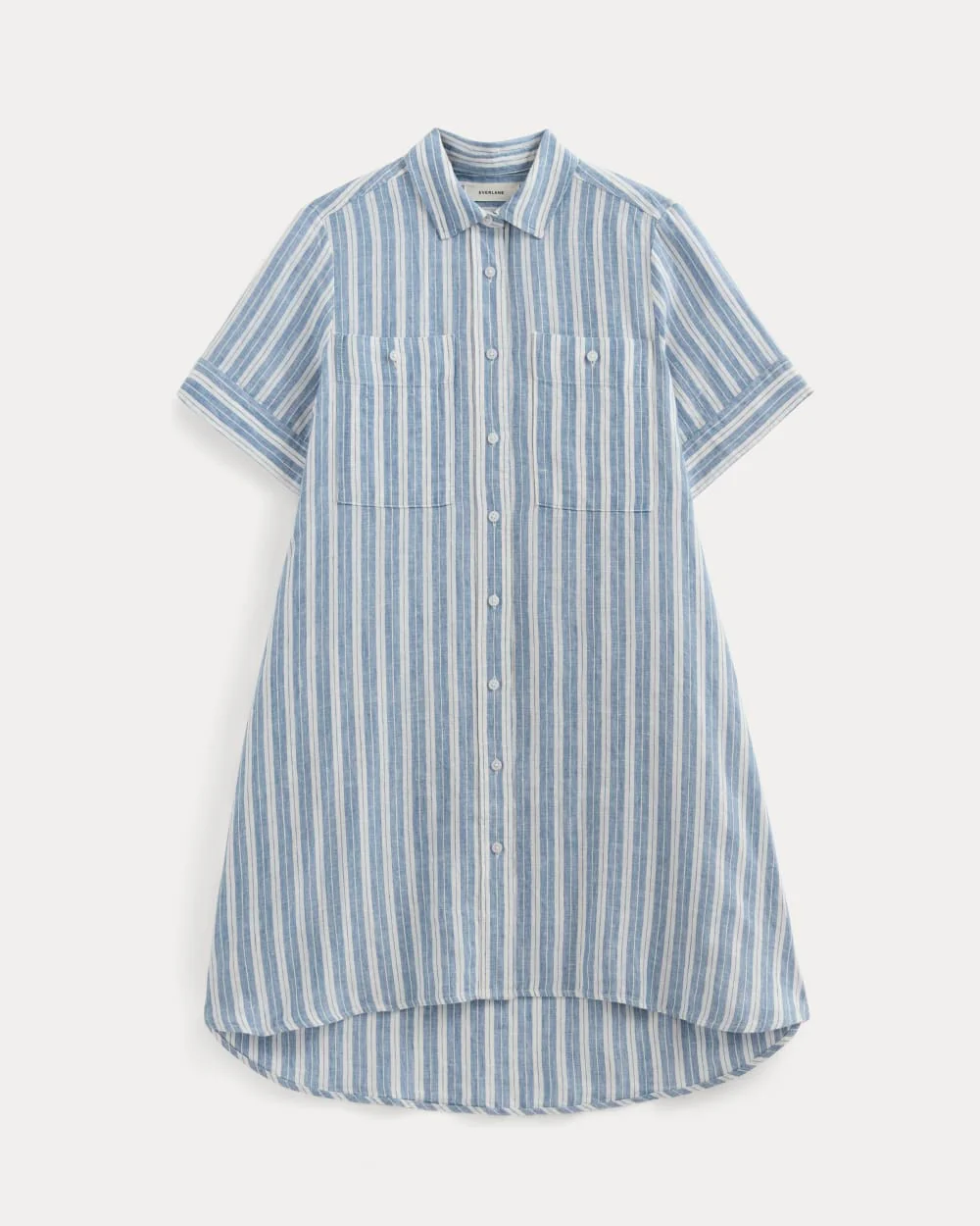 The Daytripper Dress in Linen | Soft Cobalt/Bone