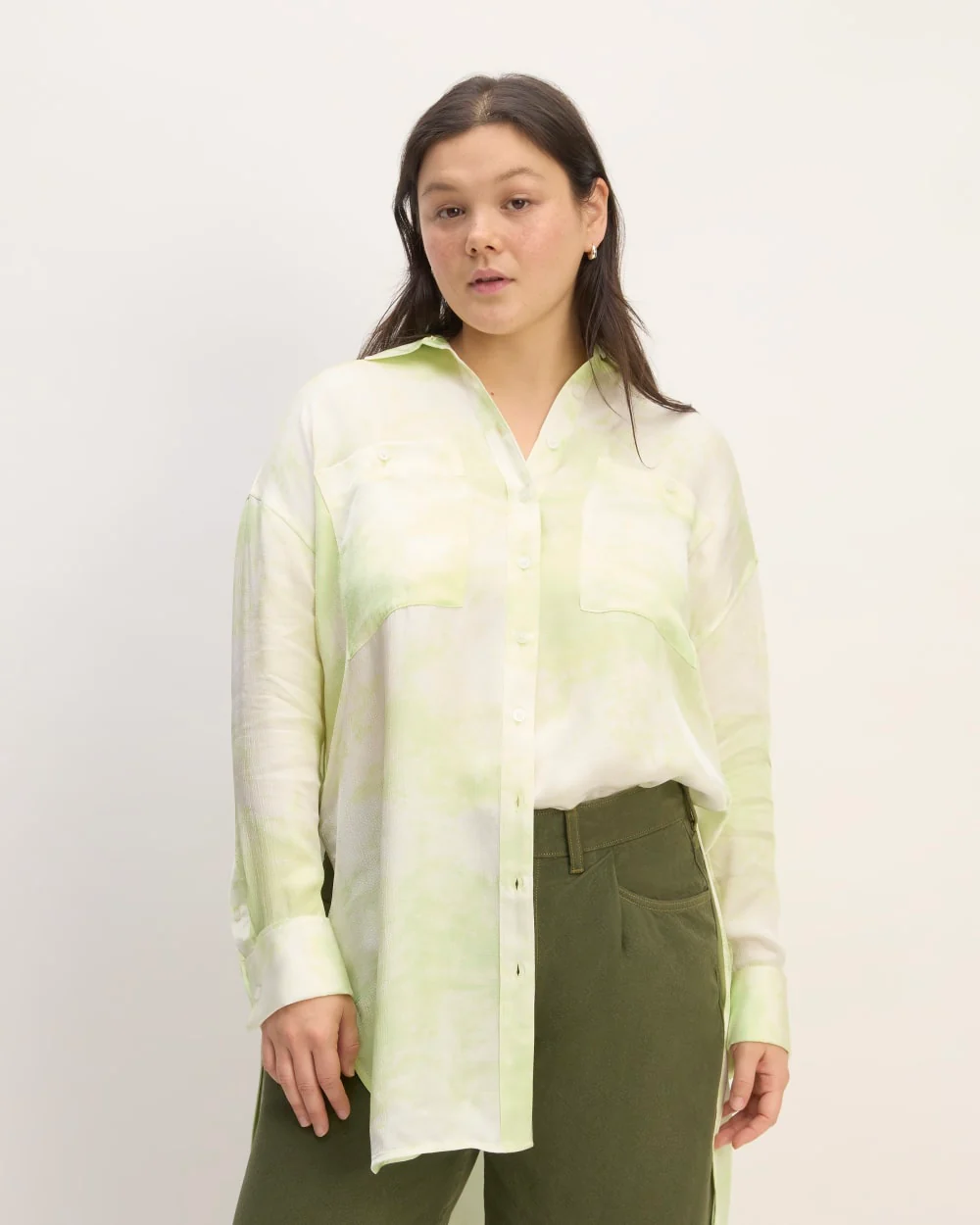 The Everlane x Marques' Almeida Satin Tie-Dye Shirt | Seafoam Tie-Dye