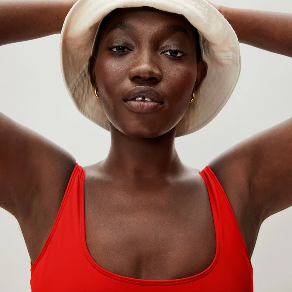 The Square-Neck One-Piece | Bright Red