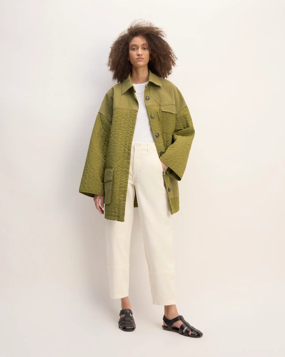 The Everlane x Marques' Almeida Canvas Patchwork Jacket | Moss Green