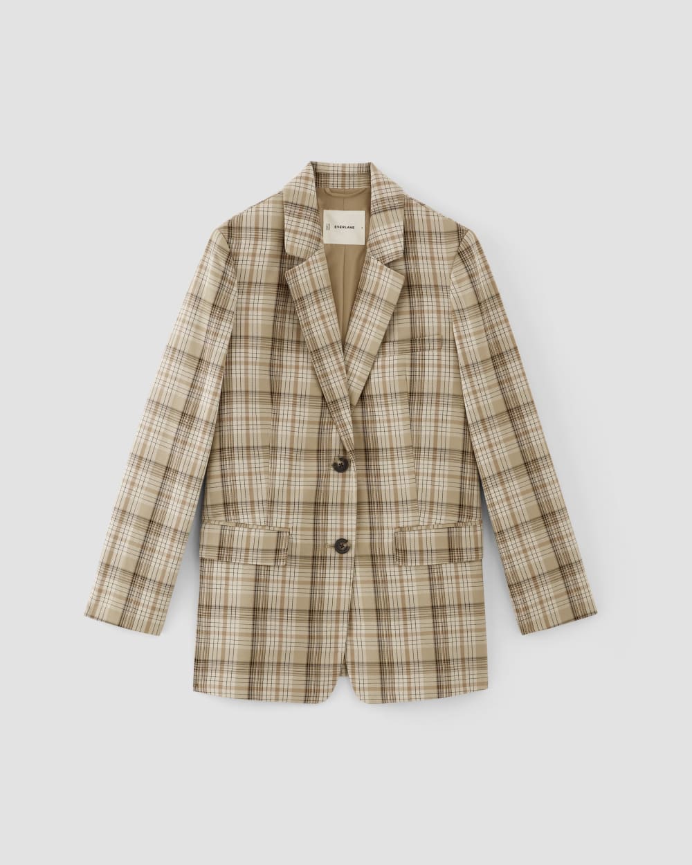 The Oversized Blazer in Buttersmooth | Pale Khaki Plaid