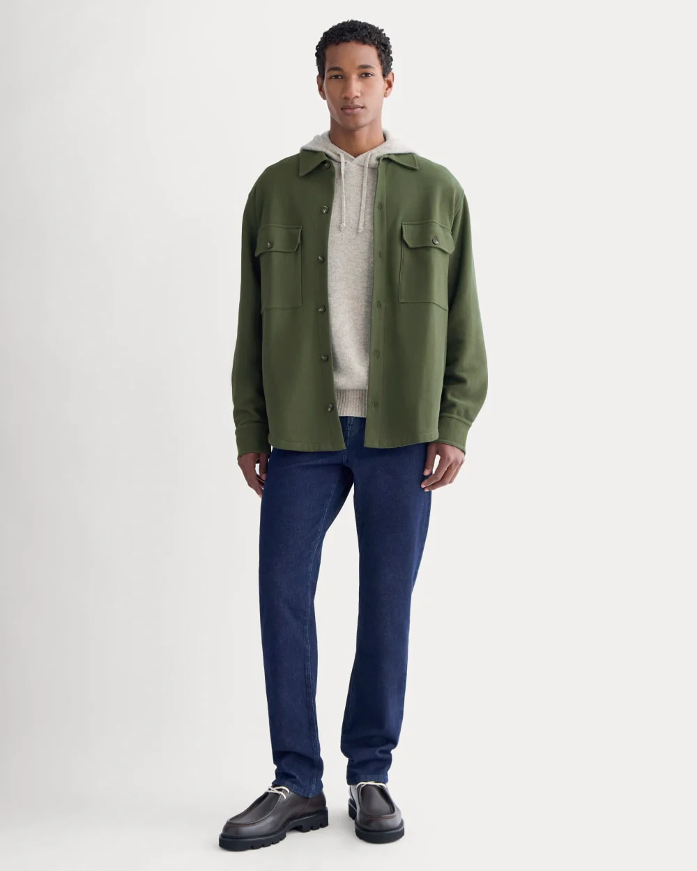 Relaxed Knit Utility Shirt | Dark Forest