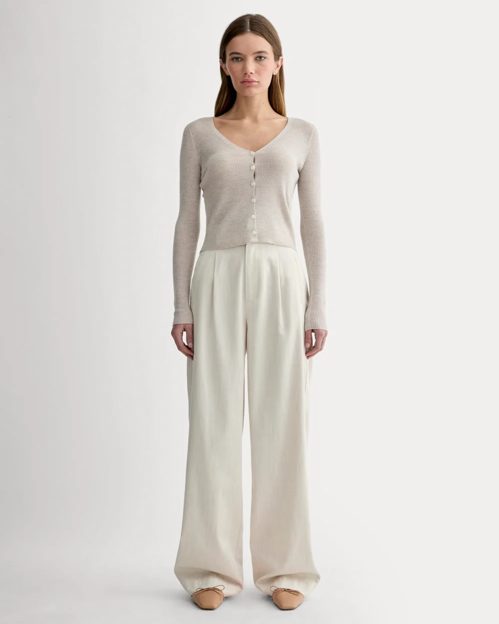 The Cardigan in Ultrasoft Merino | Heather Oatmeal