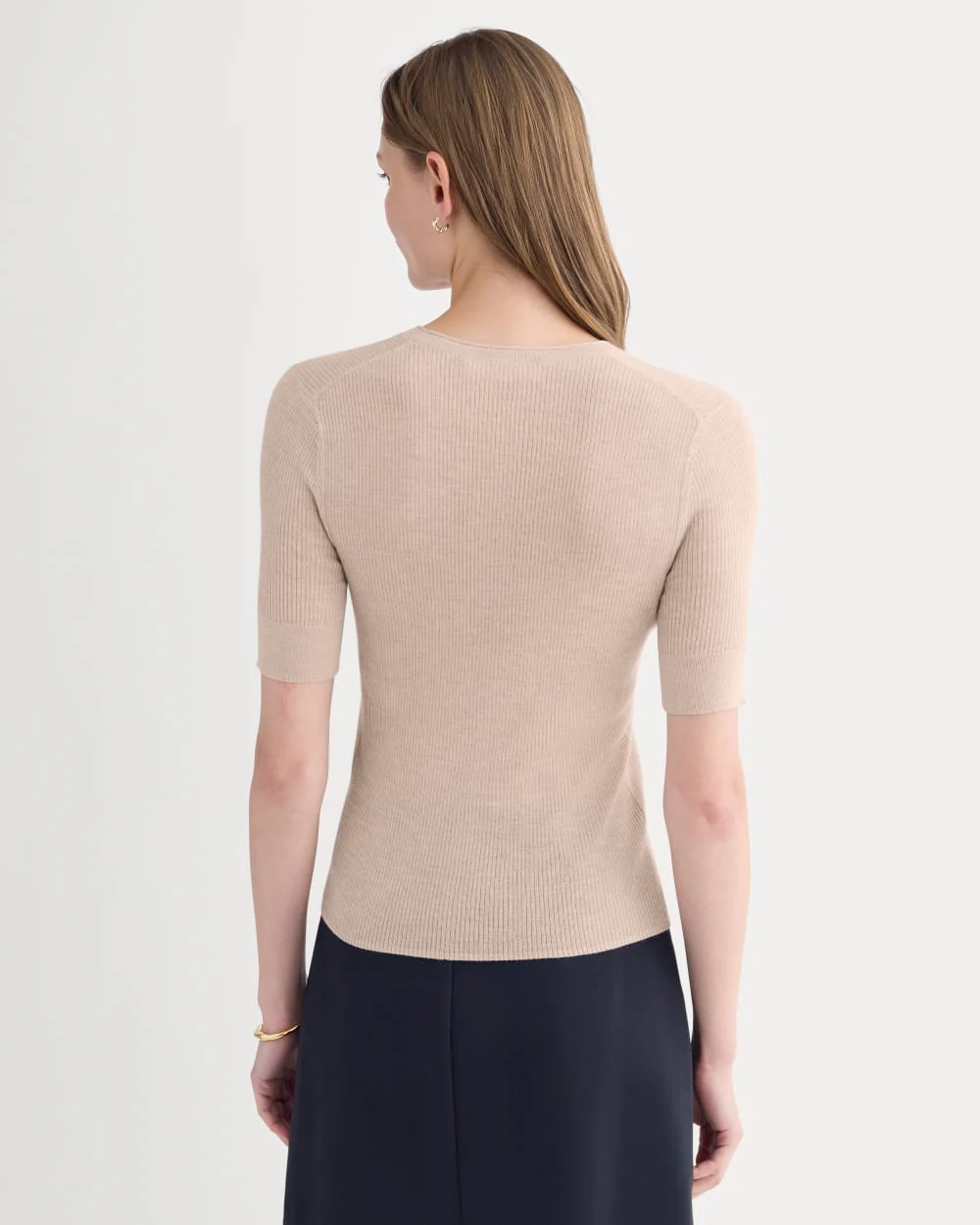 The Short-Sleeve Henley in Ultrasoft Merino | Pale Blush