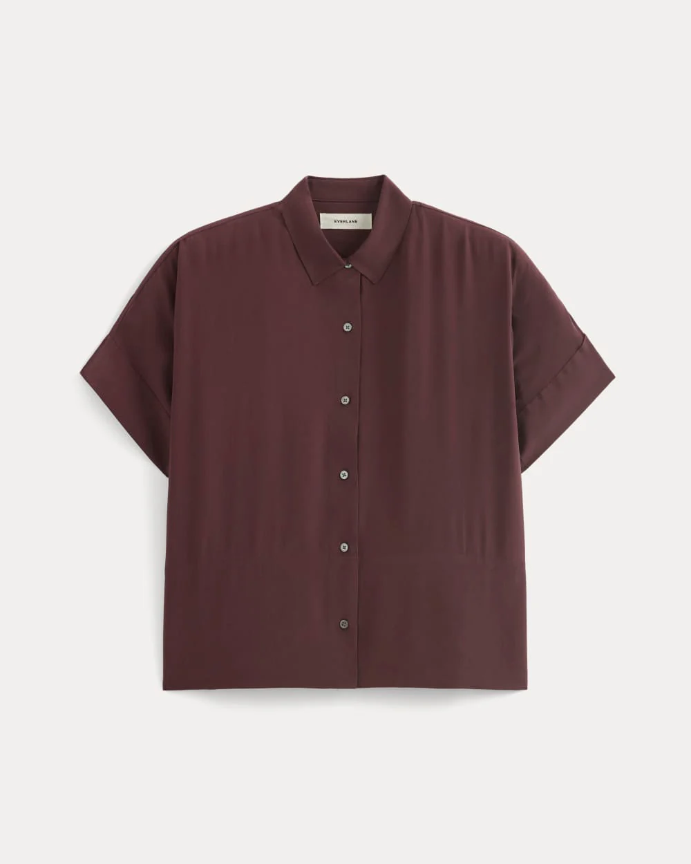 The Boxy Shirt in Washable Silk | Deep Plum