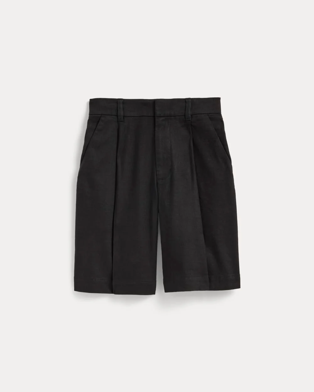 The Pleated Short in Stretch Linen | Black