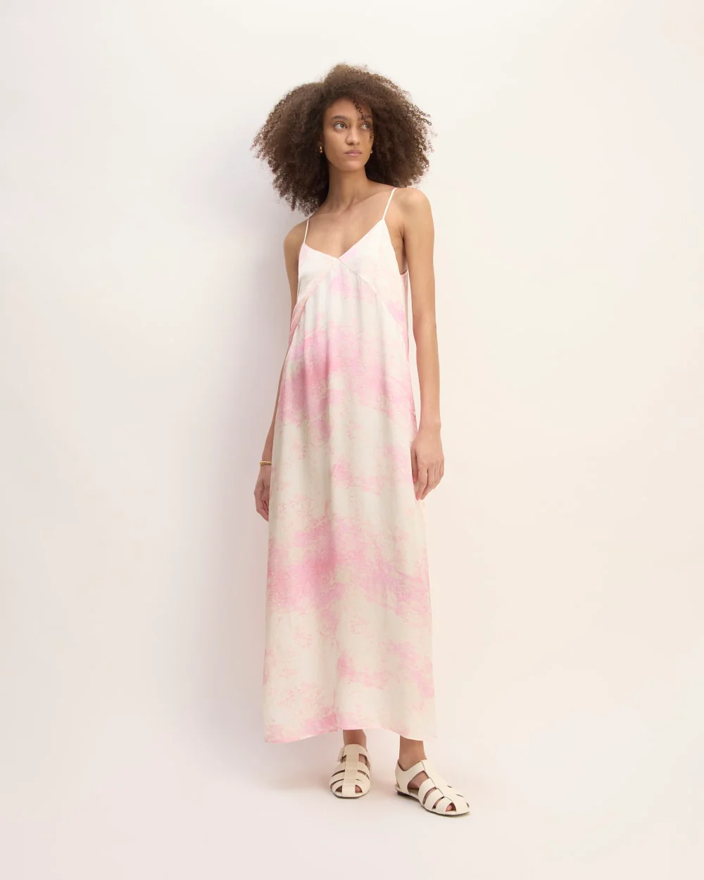 The Everlane x Marques' Almeida Satin Tie-Dye Dress | Pink Tie-Dye