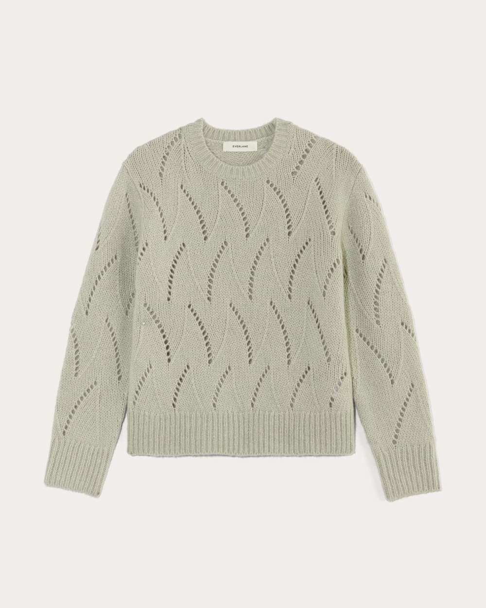 The Pointelle Sweater in Cloud | Seagrass