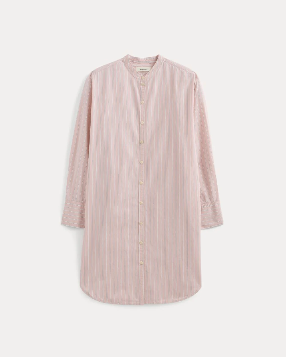 The Relaxed Shirt Dress in Ultrasoft Cotton | Pink / White