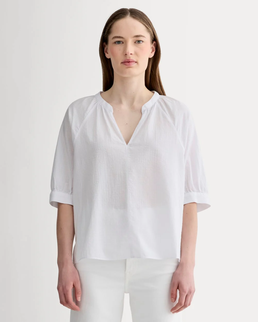 The Gauze Gathered Top | White