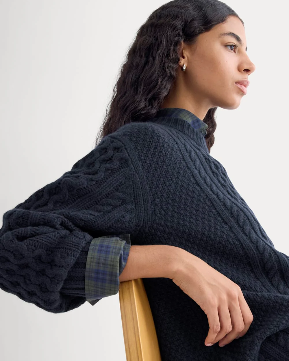 Cable Sweater in Luxe Merino | Navy