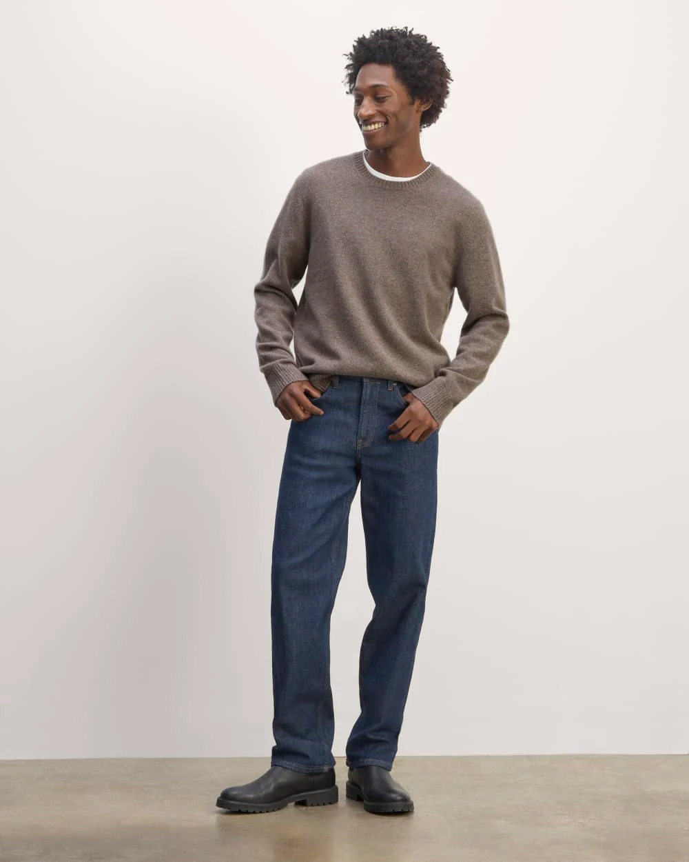 The Premium Merino Crew Neck Sweater | Taupe Melange
