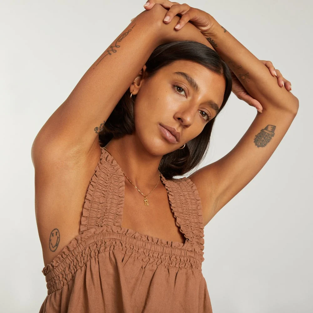 The Smocked Linen Dress | Tawny Brown