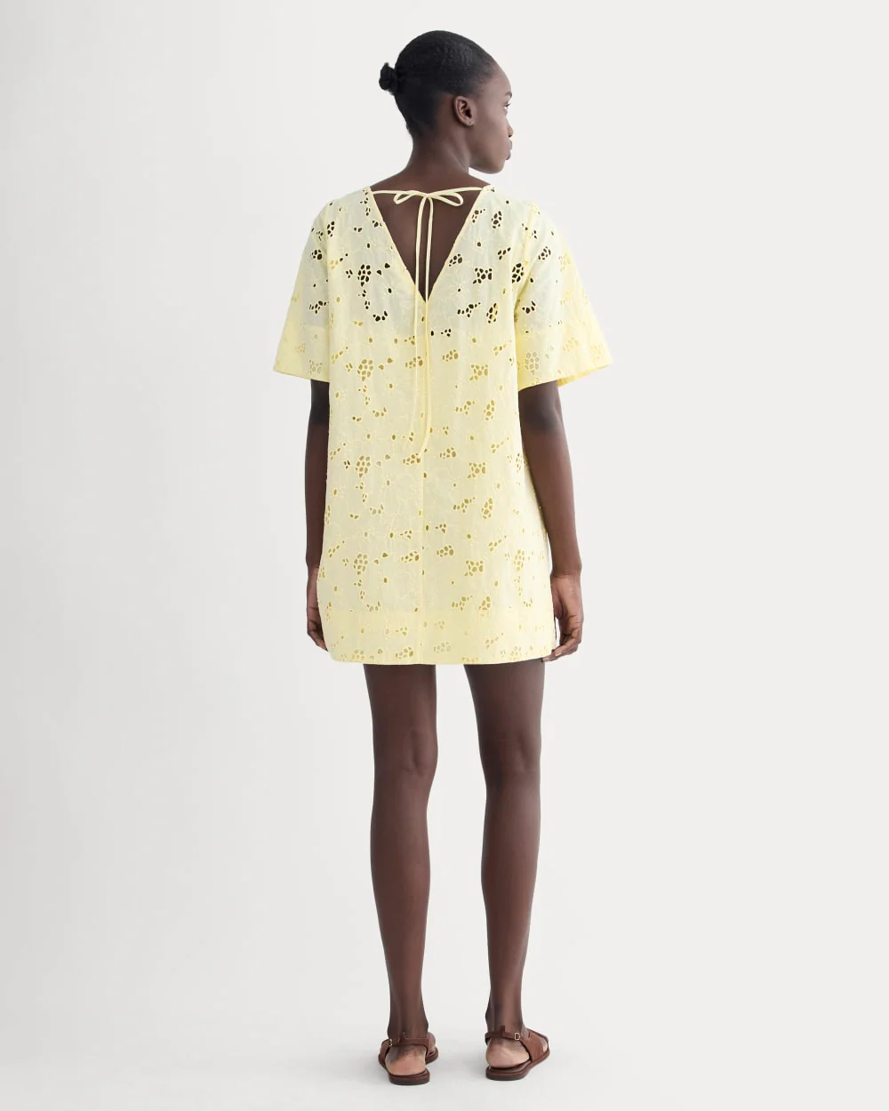 The Eyelet Mini Shift Dress | Light Yellow