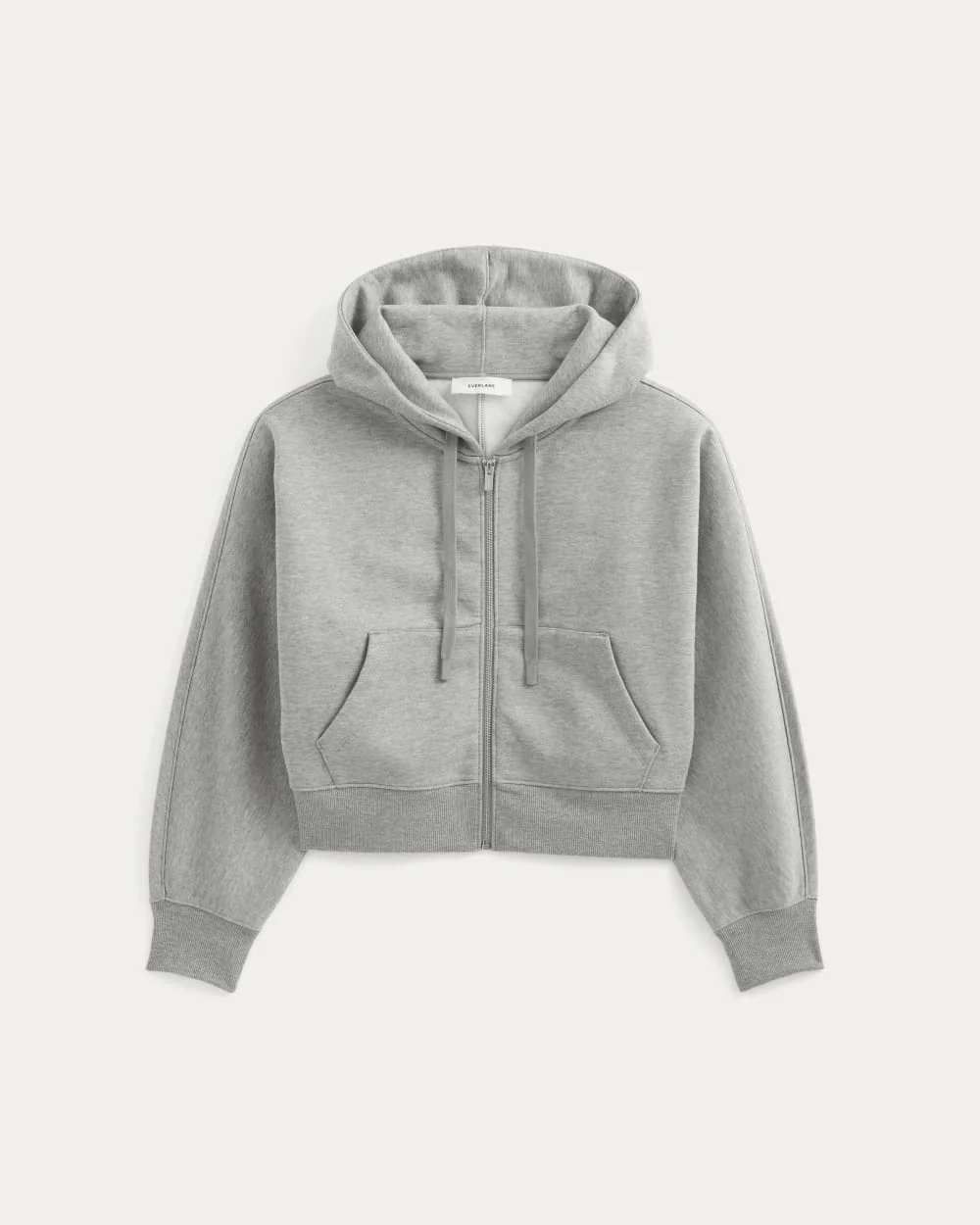 Luxe Fleece Full-Zip Cropped Hoodie | Vintage Heather Grey