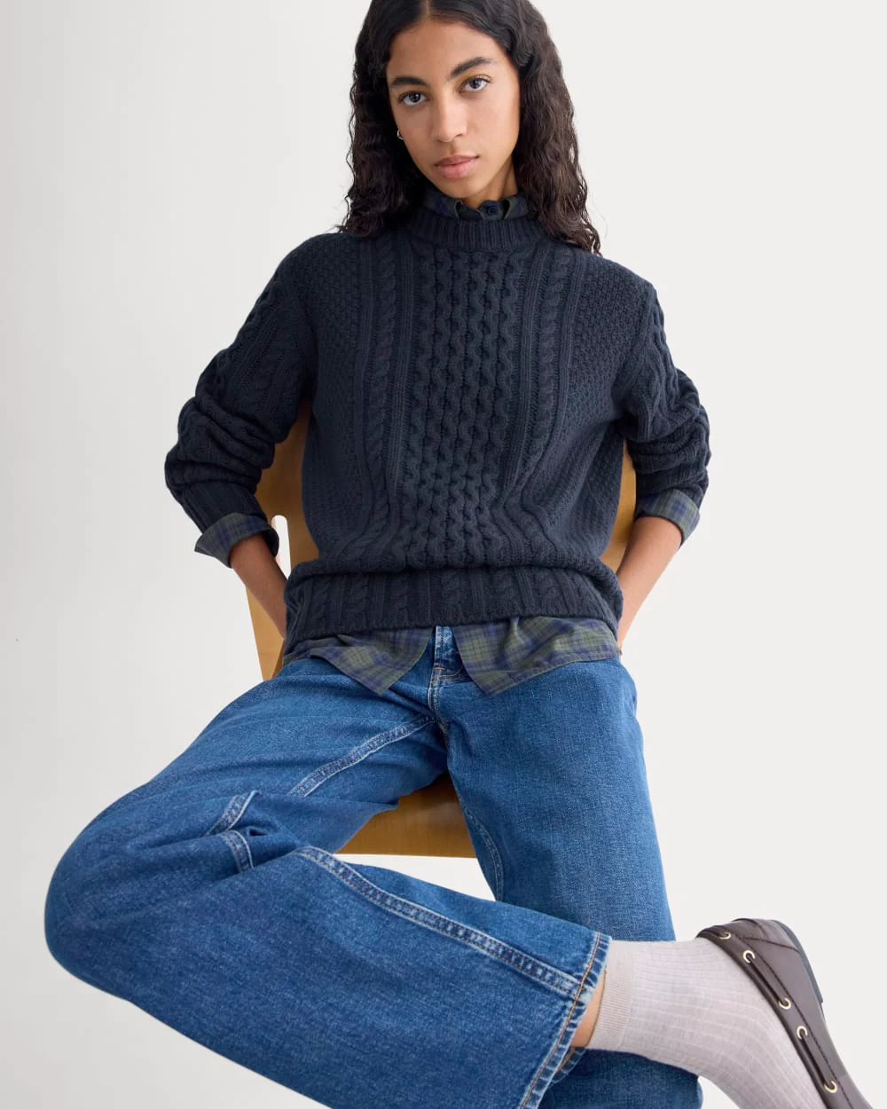 Cable Sweater in Luxe Merino | Navy