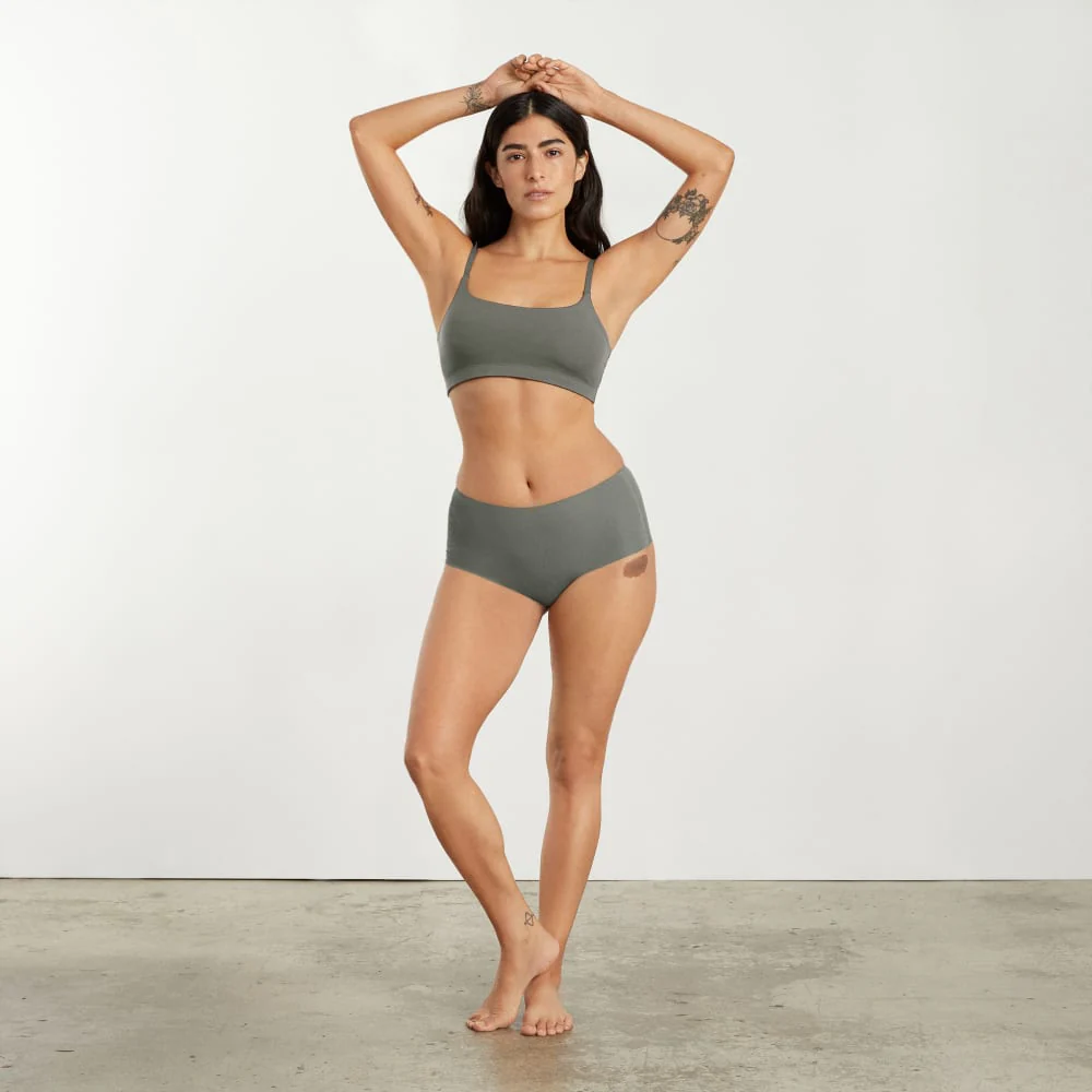 The Invisible Square-Neck Bralette | Pewter Green