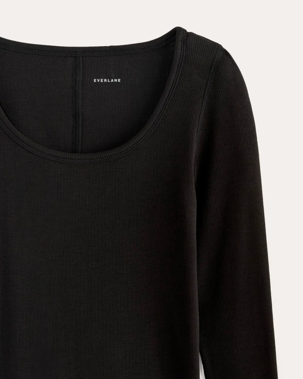 The Luxe Rib Long-Sleeve Scoop-Neck Tee | Black