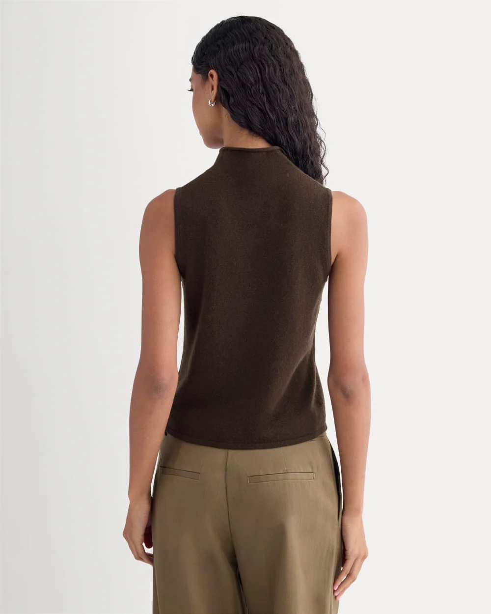 Cashmere Funnel-Neck Tank | Dark Chocolate