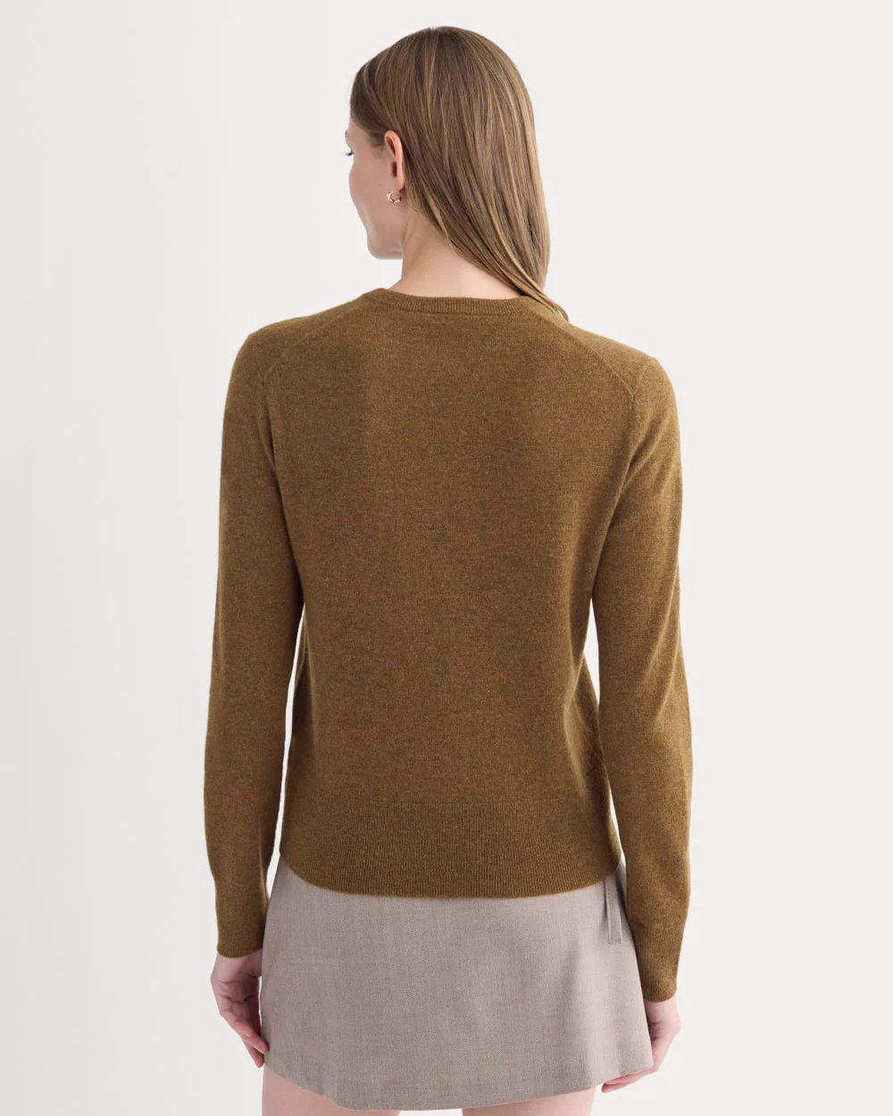 Cashmere Slim Crew Sweater | Heathered Toffee