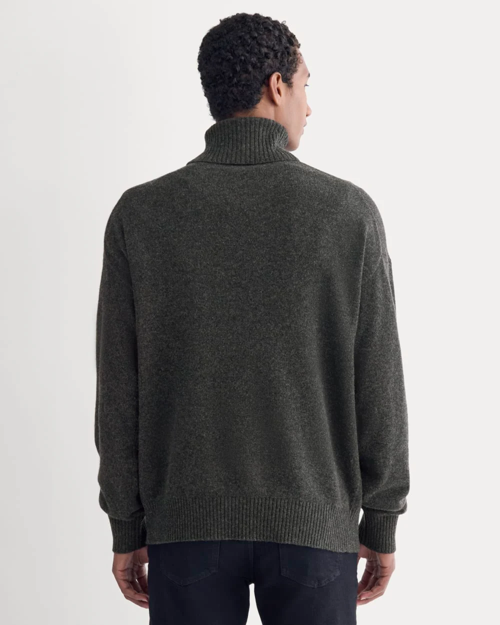 Luxe Merino Relaxed Turtleneck | Heathered Black